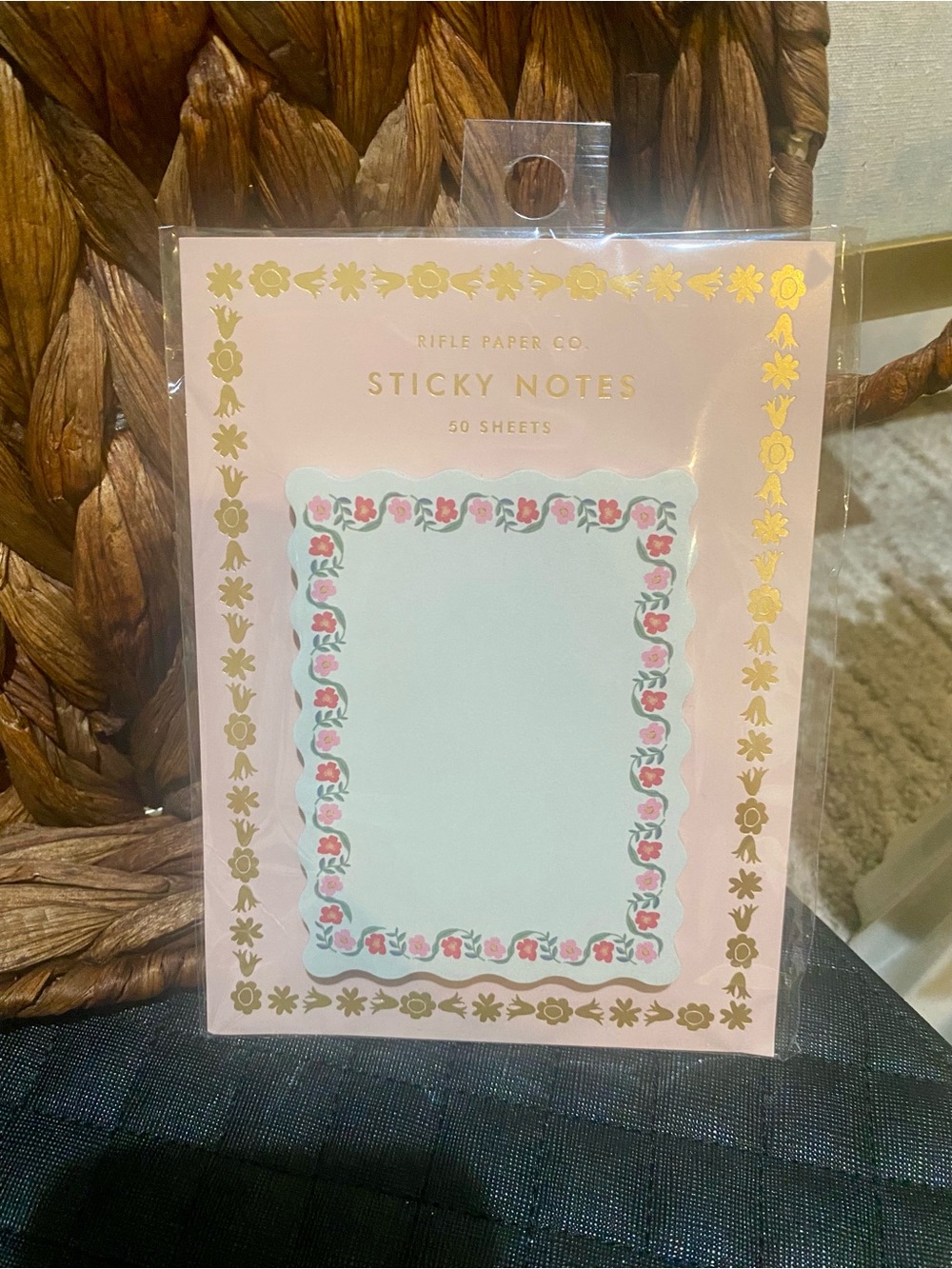 Rifle Paper Co. White Sticky Notes with Subtle Cream Accents